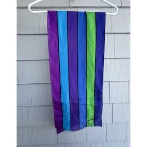 Vintage Oscar de la Renta Studio Silk Scarf Striped Purple Blue Green